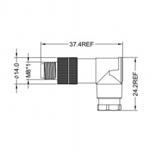 Assembly Connector, A Code - M8 3pins A code male right angle plastic assembly connector, unshielded